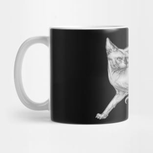 Realistic Sphinx Cat Graphite Drawing - Black and White Art Mug